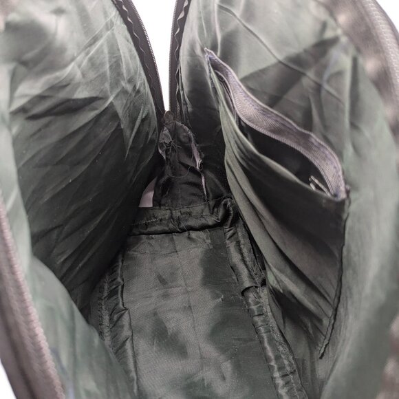 Embroidered Bohemian Handbag Black with Green Red Gold, Zipper, Double Handles - Picture 6 of 9